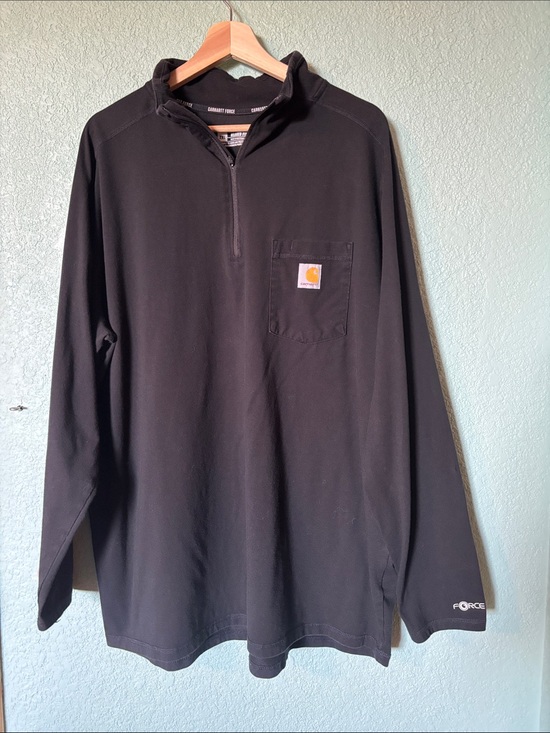 Carhartt Other - Carhartt Men's Black Quarter-Zip Work Pullover Chest Pocket Tee Size 2XL Good